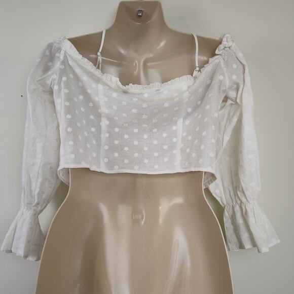 Zara Peasant Top Womens Med Embroidered Button Long Sleeve Boho Romantic Blouse - Picture 10 of 17